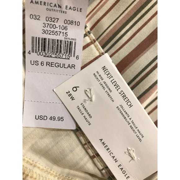 NWT AMERICAN EAGLE Next Level Stretch Hi-Rise Jegging 6R Stripe 557 - Picture 3 of 4
